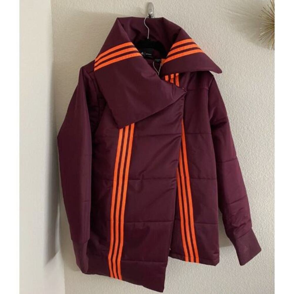 Adidas x IVY PARK Asymmetrical Neon Orange Burgundy Jacket Medium - Picture 5 of 11